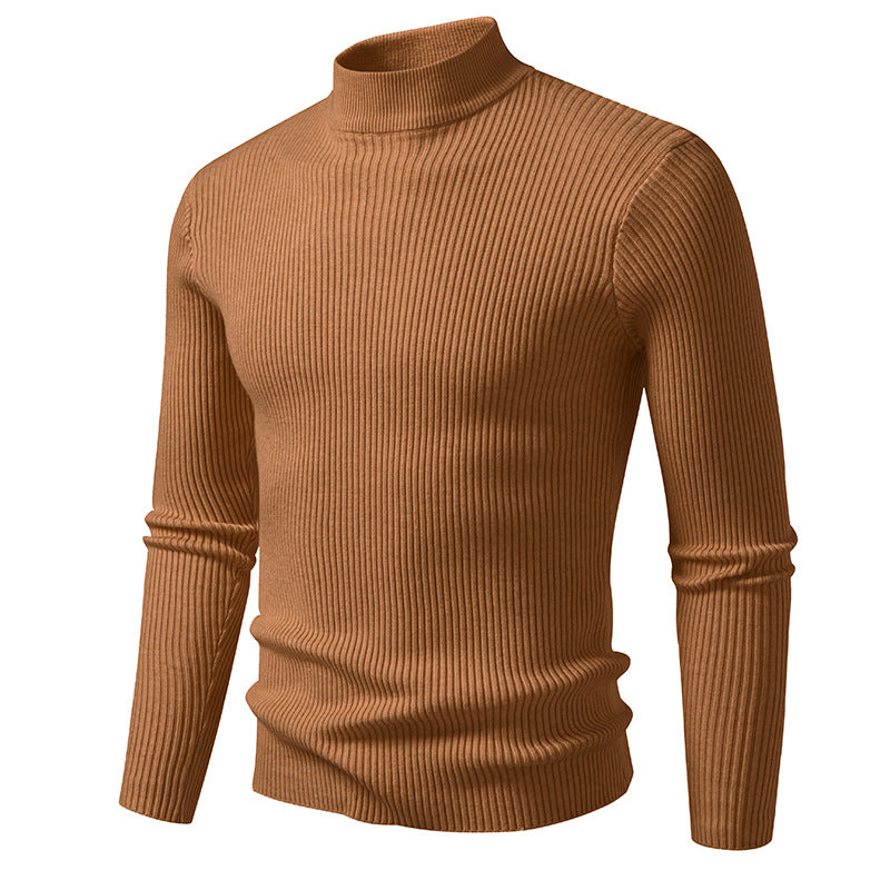 Men's turtleneck sweater made of high-quality stretch wool with ribbed texture Skorter
