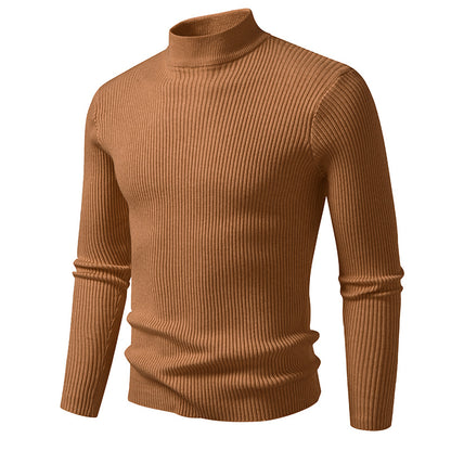 Men's turtleneck sweater made of high-quality stretch wool with ribbed texture Skorter