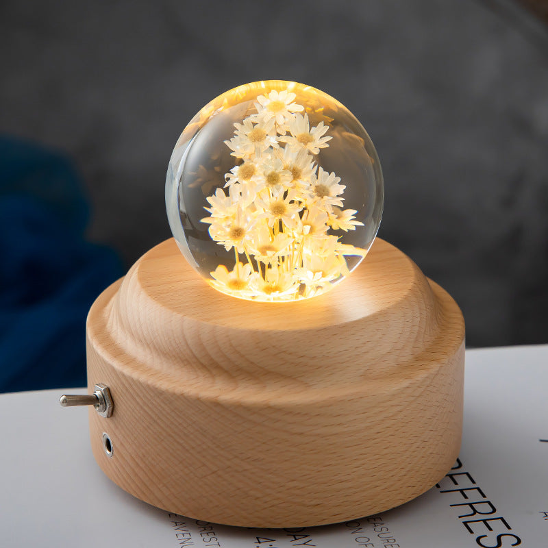 Skorter | Dandelion Glowing Night Light Crystal Ball Eternal Flower Gift Tree Birthday Gift for Girl