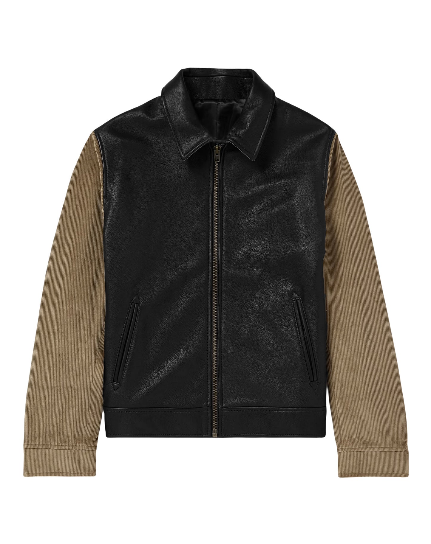 Men's stylish leather jacket with cord details and practical zippered pockets Skorter