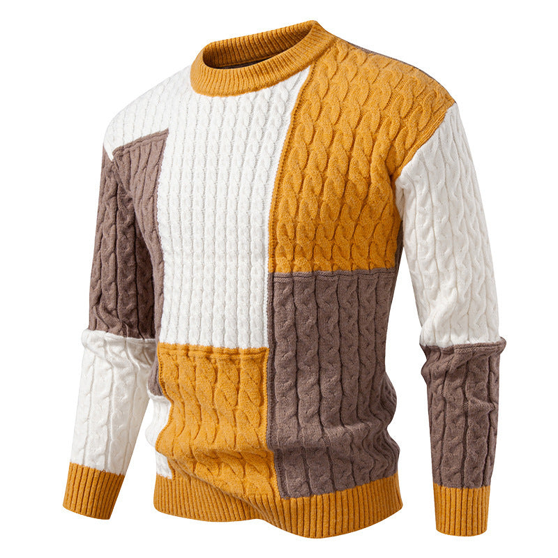 Men's stylish knitted sweater with creative color block look Skorter
