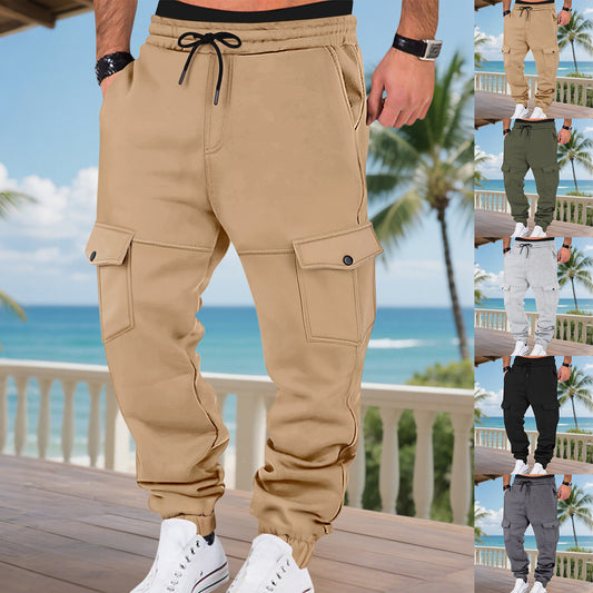 Men's cargo joggers with expanded pockets and elastic waistband Skorter