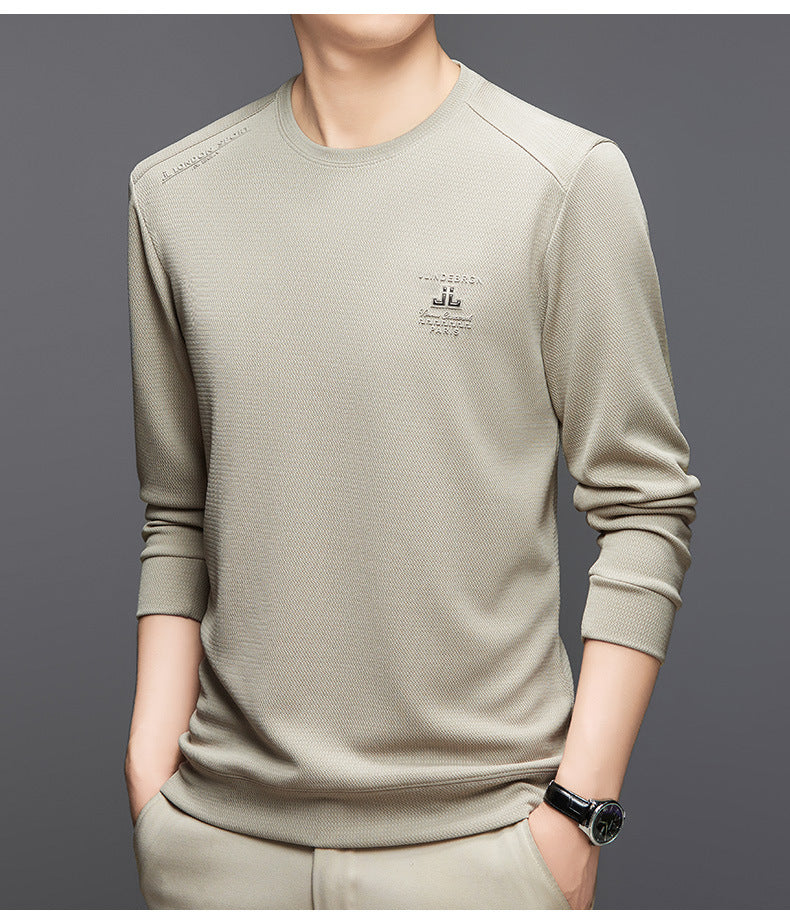 Herrtröja med lång ärm och texturerad design, sportig skorter