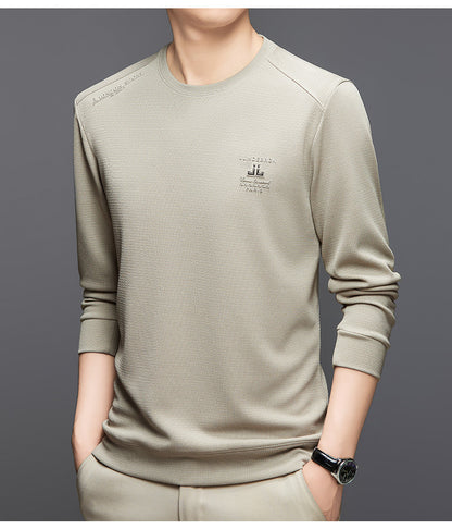 Herrtröja med lång ärm och texturerad design, sportig skorter