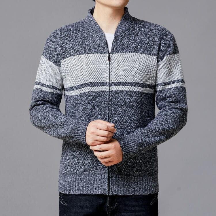 Herrkardigan med modern dragkedja och texturerad design Skorter