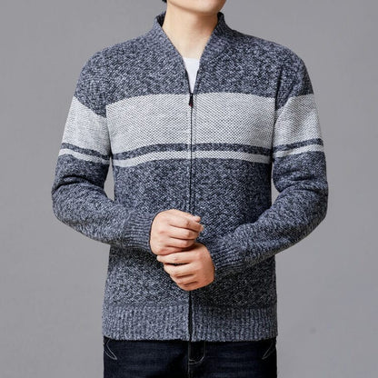 Herrkardigan med modern dragkedja och texturerad design Skorter