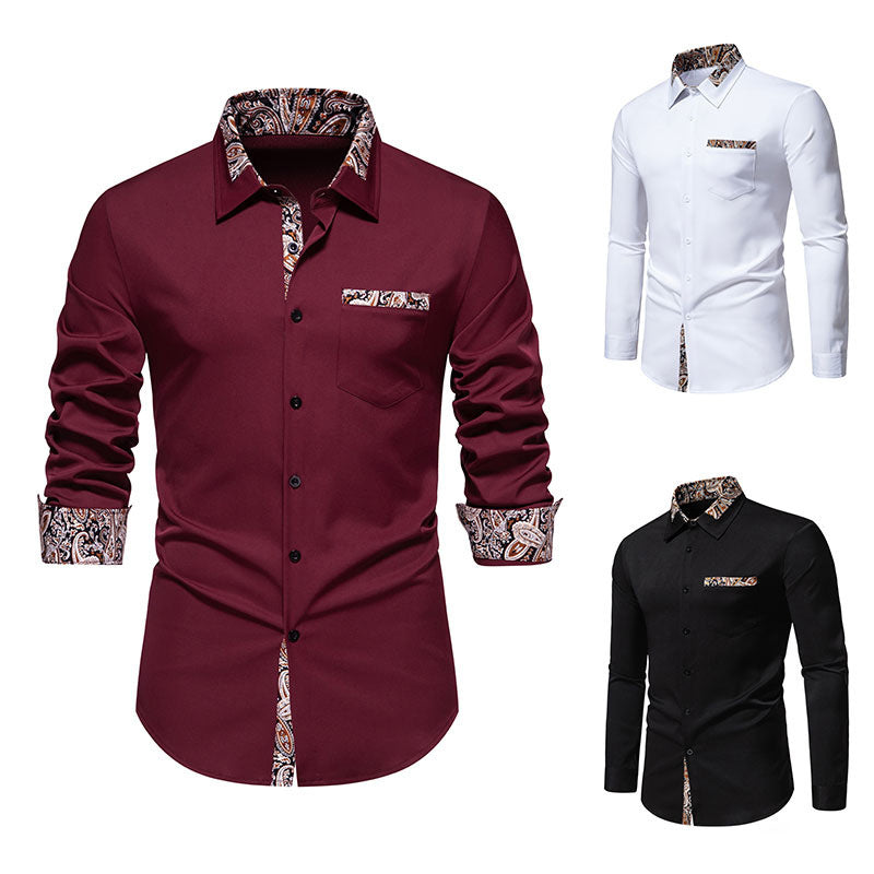 Men's long sleeve shirt with elegant paisley patterns Skorter