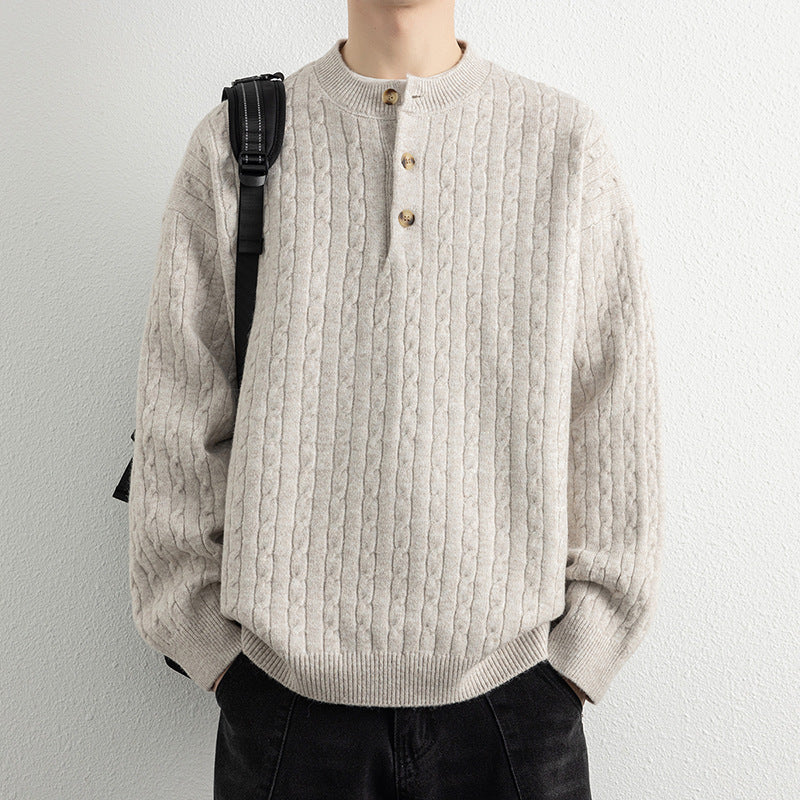Men's sweater with button details and textured surface Skorter