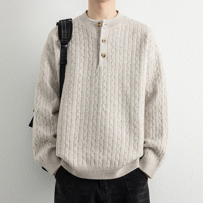 Men's sweater with button details and textured surface Skorter