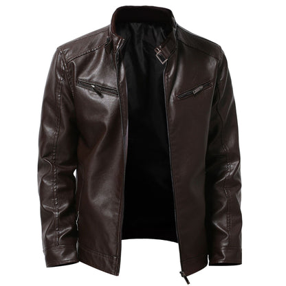 Men's stylish synthetic leather motorcycle jacket in biker style Skorter