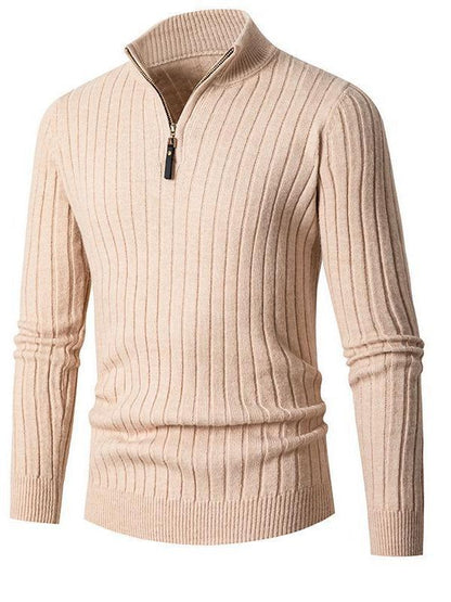 Men's pullover with stand-up collar and textured rib design Skorter