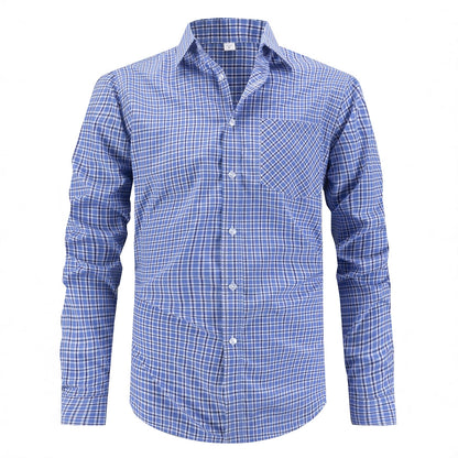 Men's stylish checkered shirt with chest pocket and elegant fit Skorter