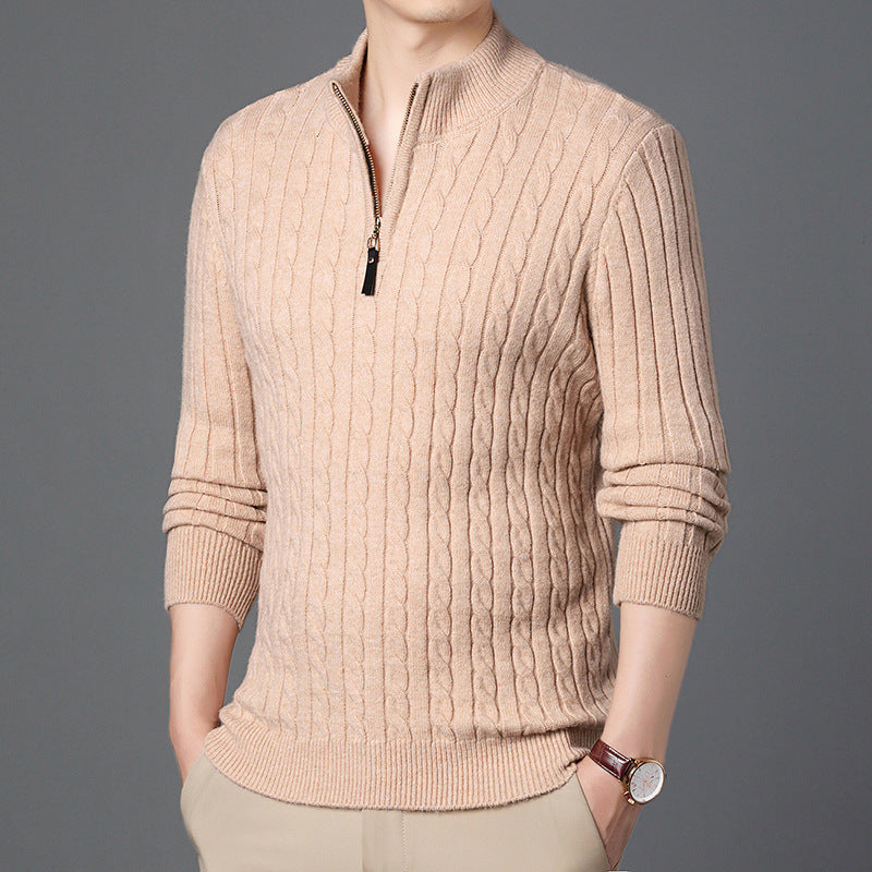 Men's High-Quality Knit Sweater with Modern Zipper and Detailed Texture Skorter