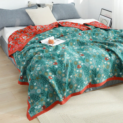 Skorter | Five-layer gauze towel blanket plaid pure cotton double single thick fleece blanket four seasons