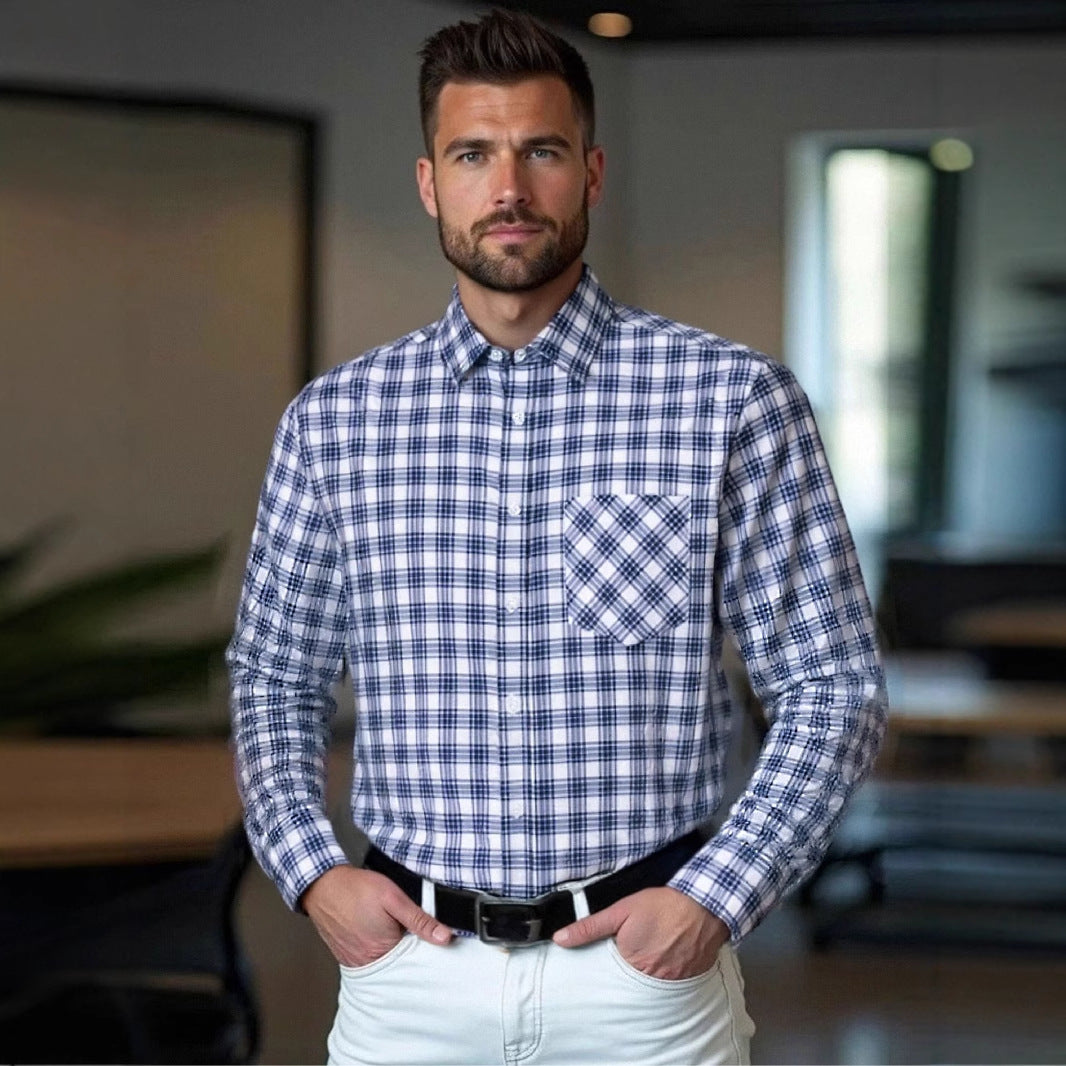 Men's classic checked long sleeve shirt Skorter
