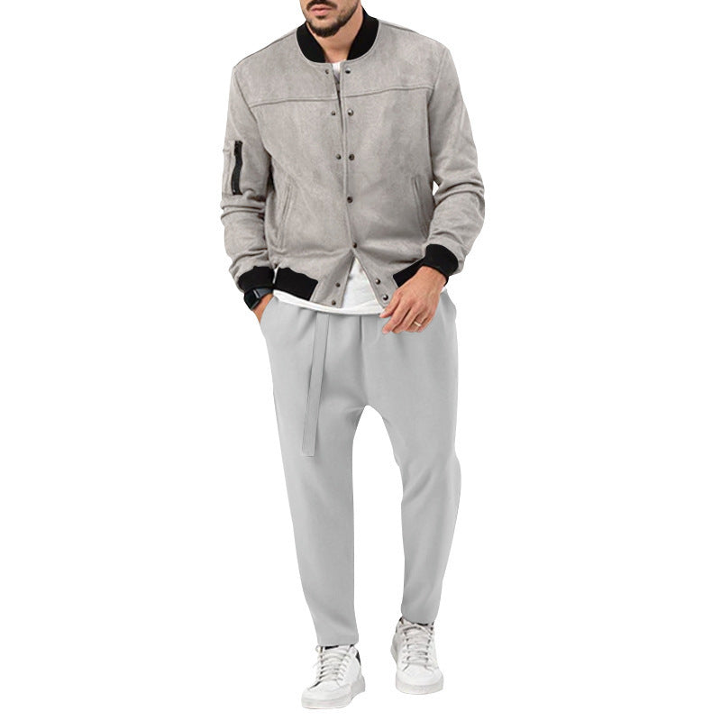 Men's fashion bomber jacket made of soft suede with practical pockets Skorter