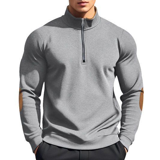 Men's sporty pullover with stand-up collar and zipper Skorter