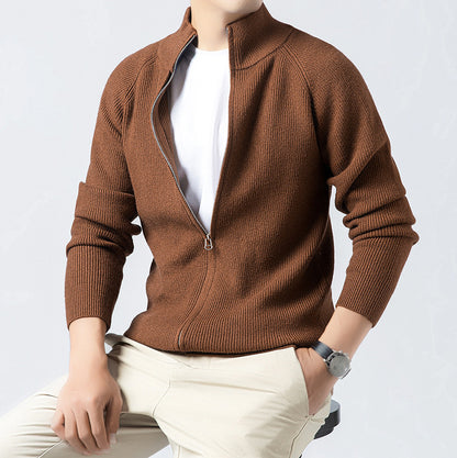 Men's Cardigan with High Collar and Full Zip Skorter