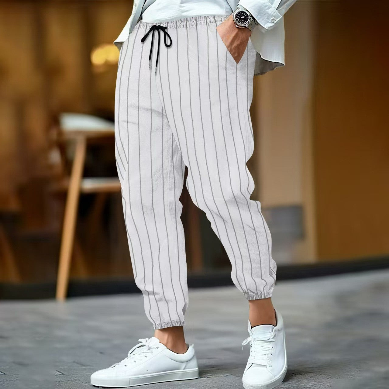 Men's stylish leisure pants with elegant striped pattern Skorter