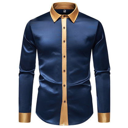 Men's elegant long-sleeve shirt with satin accents Skorter