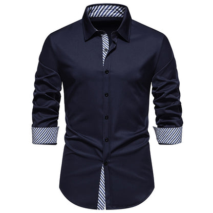 Men's Long Sleeve Shirt with Modern Contrast Design Skorter