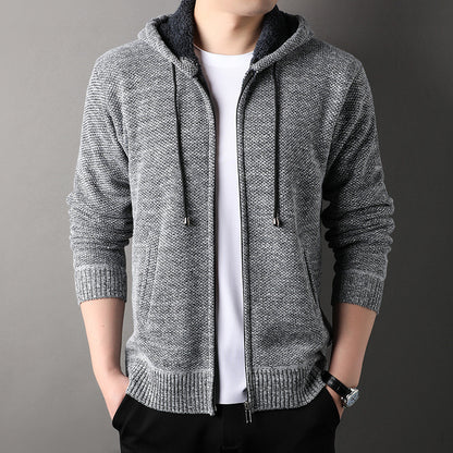 Men's fashionable cardigan with hood and soft padded lining Skorter