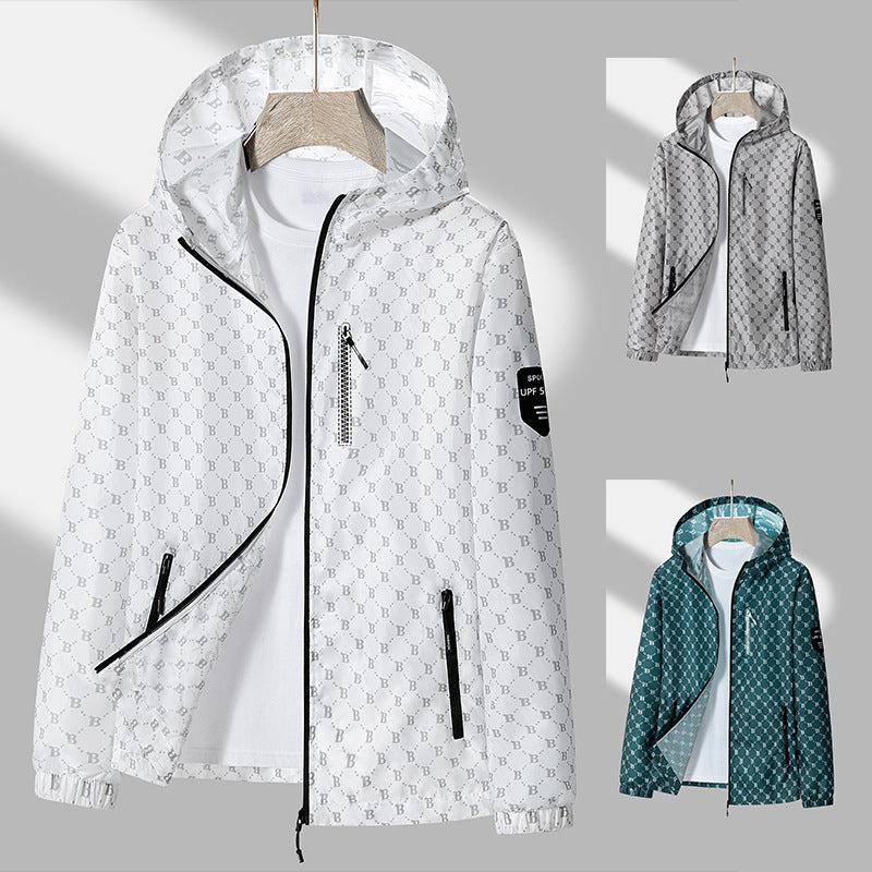 Herr vindjacka med andningsfunktion och reflekterande detaljer, skorter