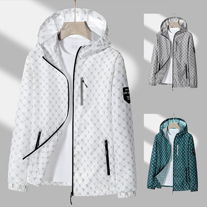 Herr vindjacka med andningsfunktion och reflekterande detaljer, skorter