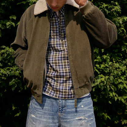 Men's stylish cord jacket with removable sherpa collar Skorter