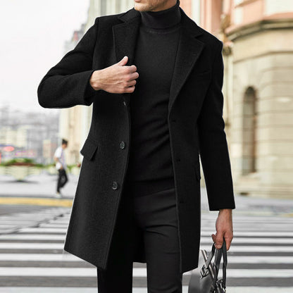 Men's elegant wool coat with classic lapels and concealed buttons Skorter