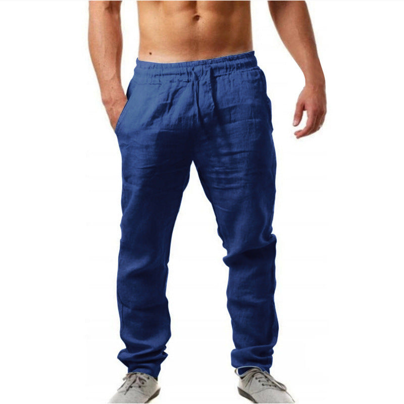Men's airy linen pants in relaxed fit with practical drawstring Skorter