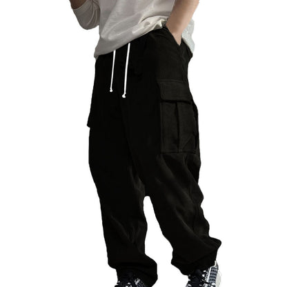 Men's Stylish Cargo Pants with Side Pockets and Elastic Waistband Skorter
