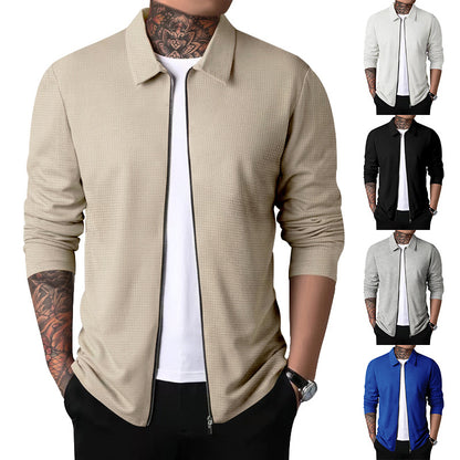 Men's sporty long sleeve T-shirt with zipper and breathable textured design Skorter