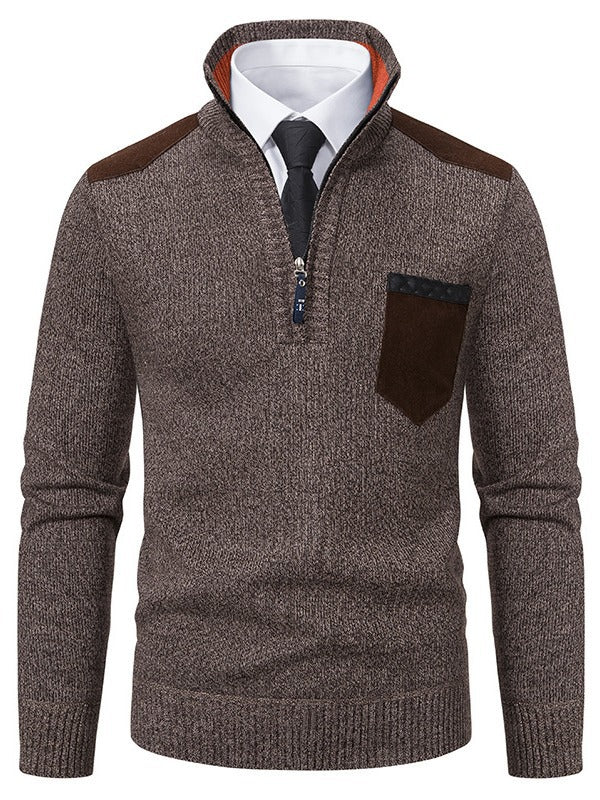 Men's stylish sweater with short zipper and elegant details Skorter