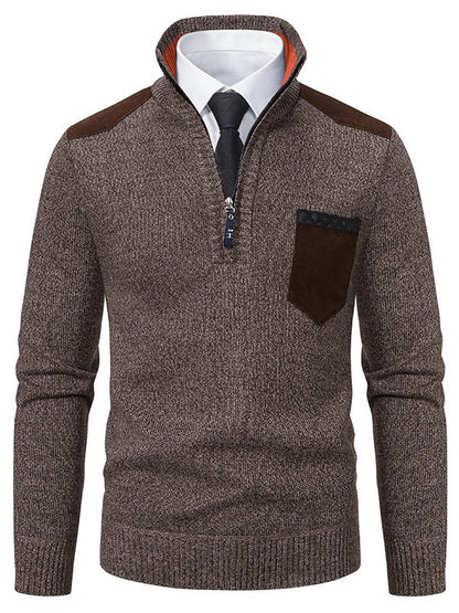 Men's stylish sweater with short zipper and elegant details Skorter