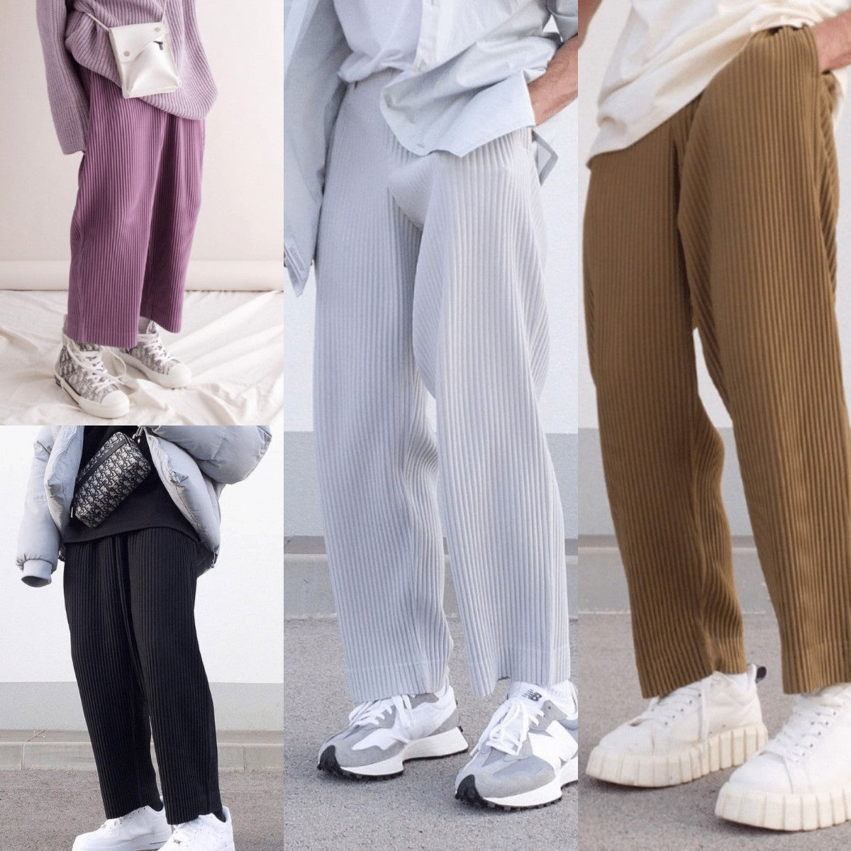 Men's stylish pleated chinos with elastic waistband Skorter