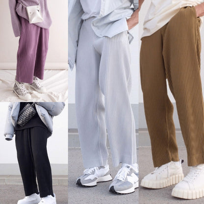 Men's stylish pleated chinos with elastic waistband Skorter