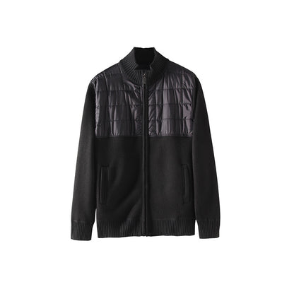 Men's Cardigan with Innovative Quilted Detail and Practical Pockets Skorter