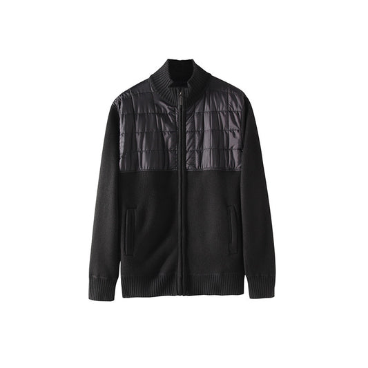 Men's Cardigan with Innovative Quilted Detail and Practical Pockets Skorter