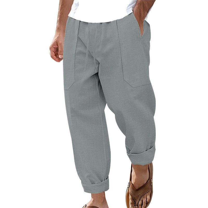 Men's Loose Linen Pants with Side Pockets Skorter