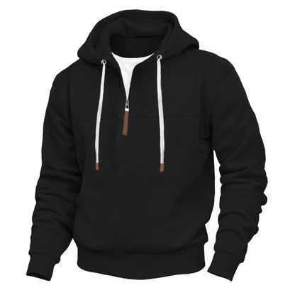 Men's sporty hoodie with half zip and elastic cuff Skorter