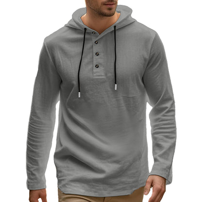 Men's sporty hoodie made of breathable material with button placket Skorter