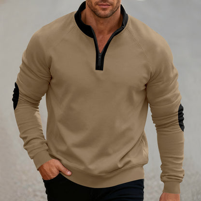 Men's sporty hoodie with short zipper and fashionable contrast elements Skorter