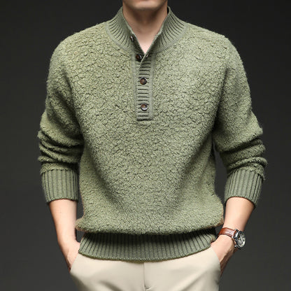 Men's sweater with textured surface and practical button closure Skorter