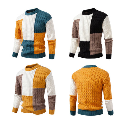 Men's stylish knitted sweater with creative color block look Skorter