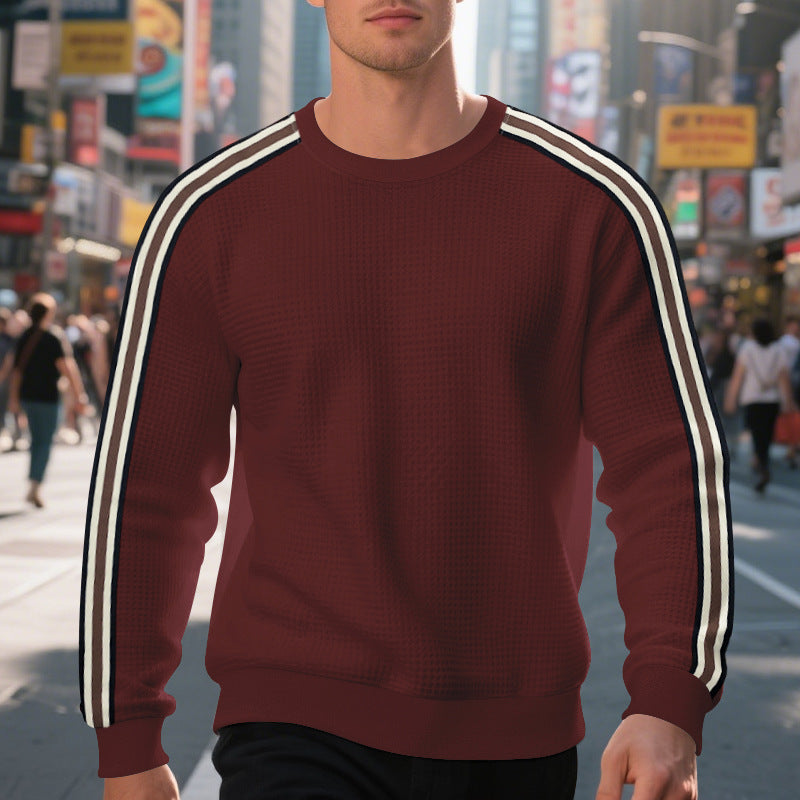 Men's sporty sweatshirt with textured surface and modern stripes Skorter