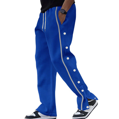 Men's Sporty Training Pants with Side Snap Button Details Skorter