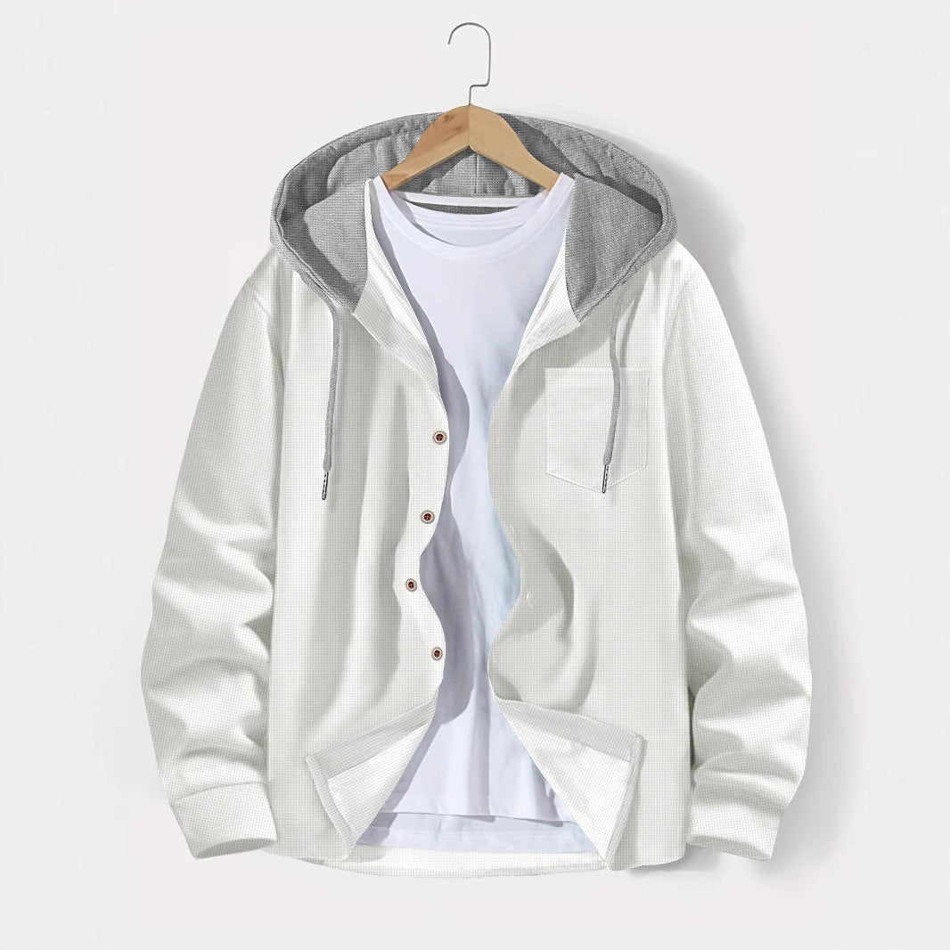 Men's versatile hoodie shirt with textured surface and practical chest pocket Skorter