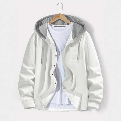 Men's versatile hoodie shirt with textured surface and practical chest pocket Skorter