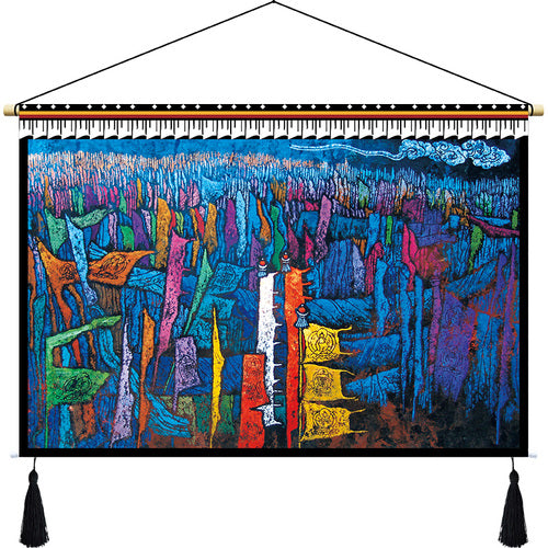 Skorter | Custom Tibetan fabric woven Tibet hanging cloth homestay decoration hotel restaurant living room bedroom headboard fabric painting weave